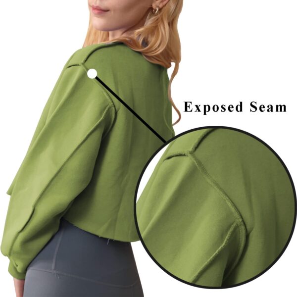 Women Cropped Sweatshirt Long Sleeves Pullover Fleece Crop Tops - Image 2