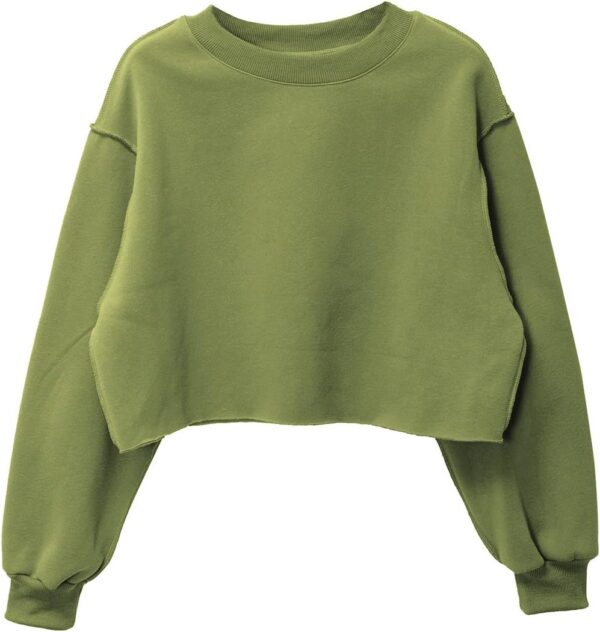 Women Cropped Sweatshirt Long Sleeves Pullover Fleece Crop Tops