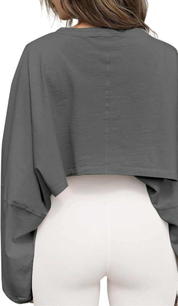 Women Casual Long Sleeve Cropped Sweatshirt Crewneck Pullover Shirt - Image 2