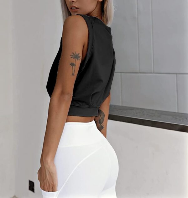 Crop Top Athletic Shirts for Women Cute Sleeveless Yoga Tops Running Gym Cotton Cropped Workout Clothes - Image 2
