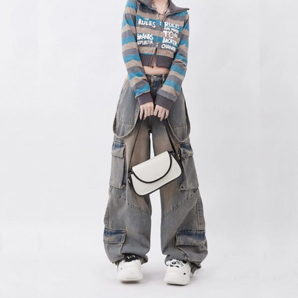 Y2K Women Jeans Hip Hop Street Fashion Retro Design Casual Low Waist Loose Straight Leg Jeans Gothic Denim Overalls - Image 2