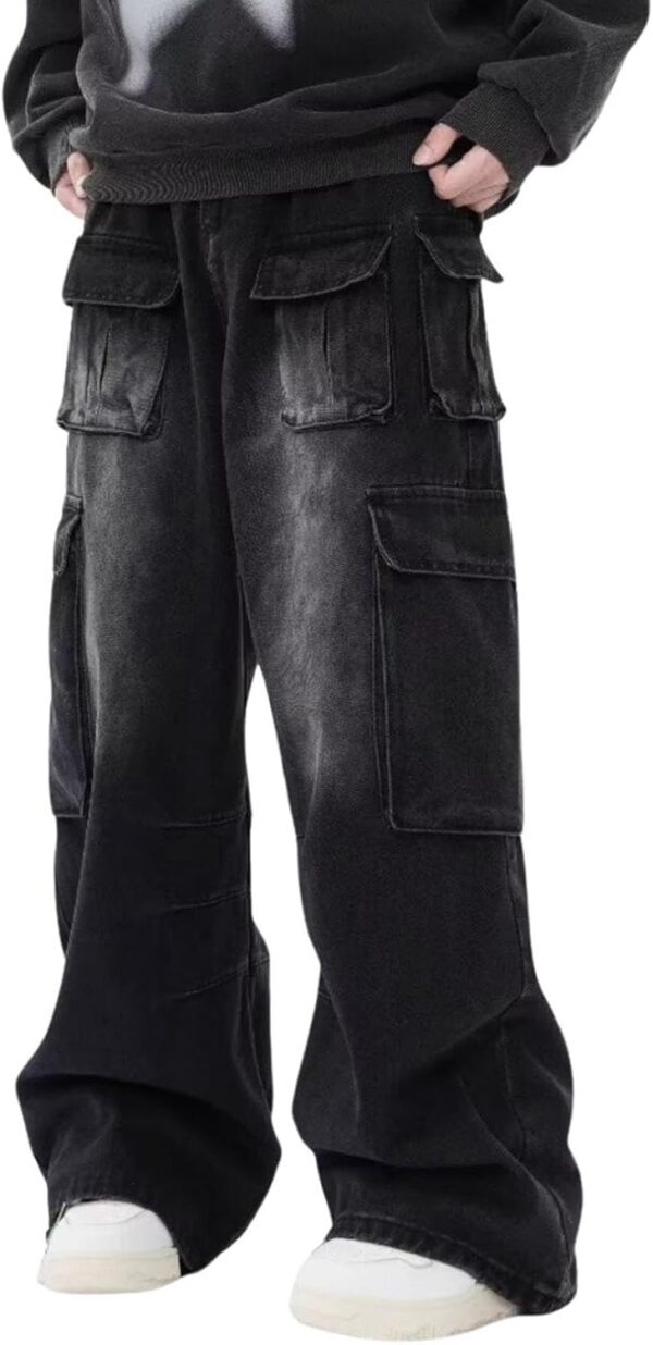Cargo Pants with Pockets Men Women Baggy Jeans Y2k Wide Leg  Loose Jeans Clothes Streetwear Black