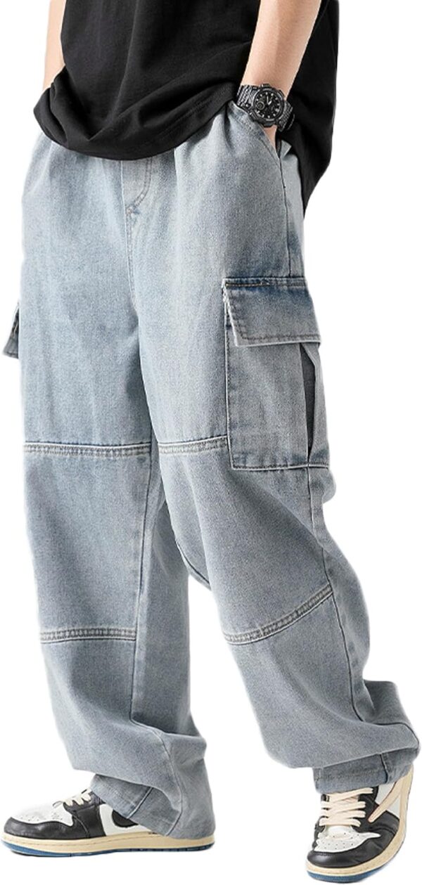 Denim Cargo Pants Y2k Baggy Jeans Gothic Punk Wide Leg Streetwear Oversized Relaxed Fit Jeans