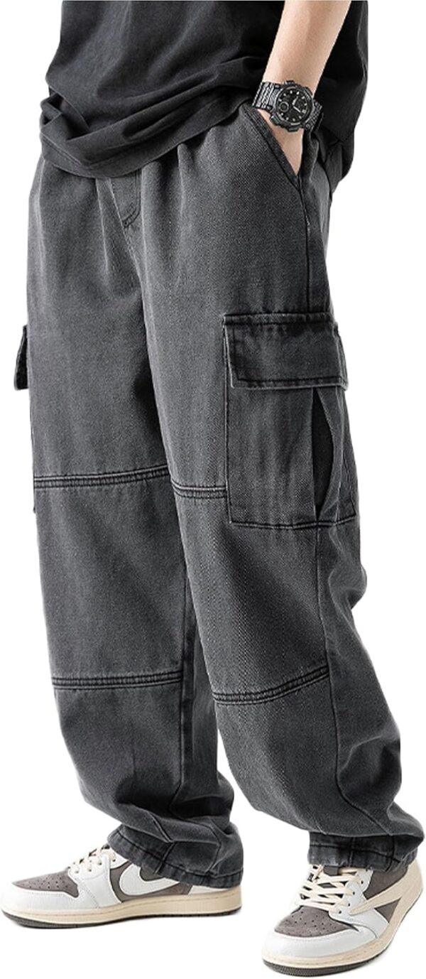 Denim Cargo Pants Y2k Baggy Jeans Gothic Punk Wide Leg Streetwear Oversized Relaxed Fit Jeans