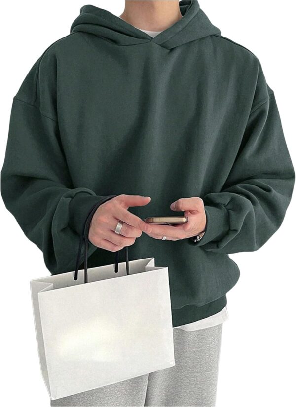 Men's Oversized Hoodies Long Sleeve Drop Shoulder Basic Pullover Sweatshirt with Hood