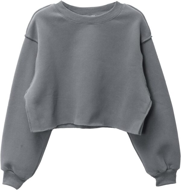 Women Cropped Sweatshirt Long Sleeves Pullover Fleece Crop Tops