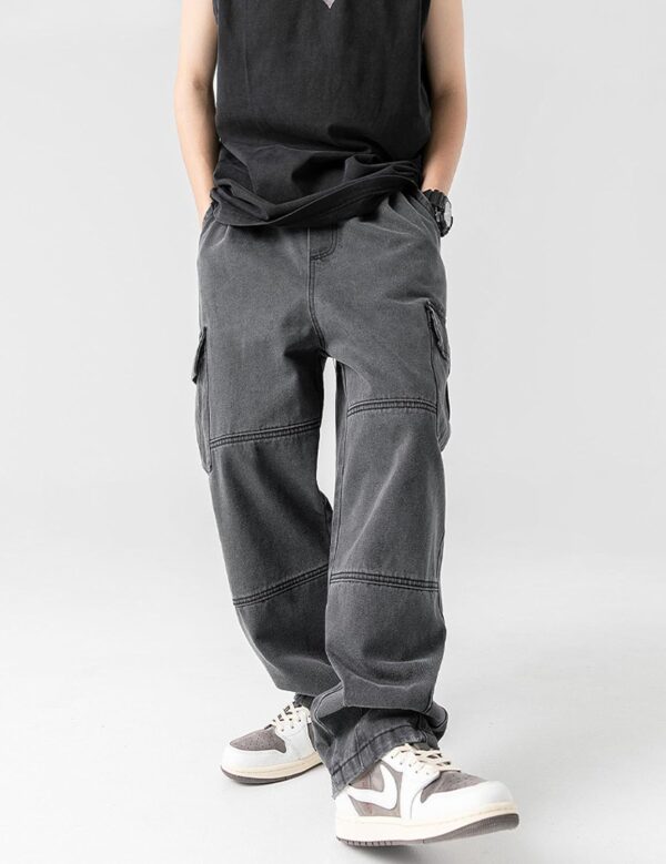 Denim Cargo Pants Y2k Baggy Jeans Gothic Punk Wide Leg Streetwear Oversized Relaxed Fit Jeans - Image 2