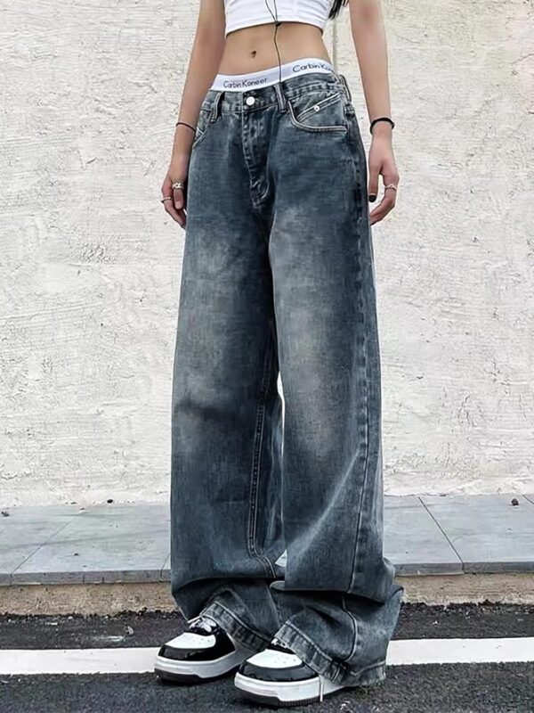 Women Jeans Wide Leg Baggy Jeans Low Waist Y2K Loose Boyfriends Denim Pants Vintage Streetwear - Image 2