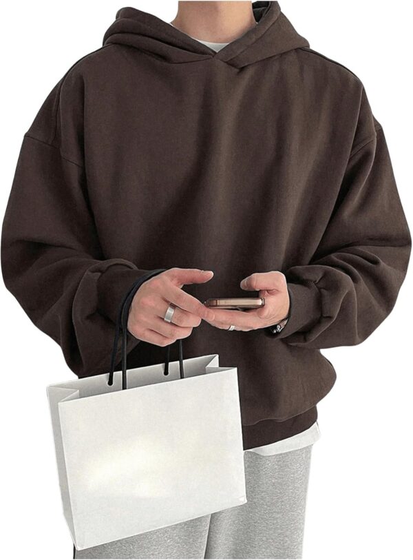 Men's Oversized Hoodies Long Sleeve Drop Shoulder Basic Pullover Sweatshirt with Hood
