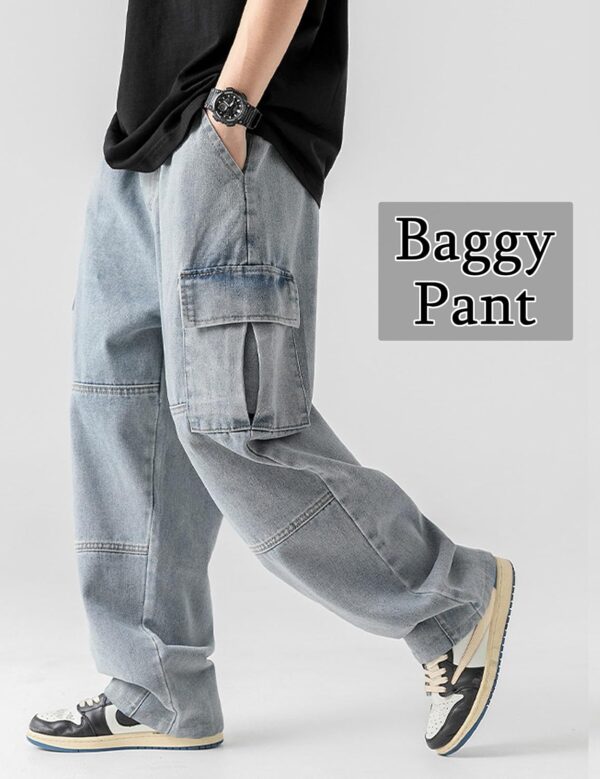 Denim Cargo Pants Y2k Baggy Jeans Gothic Punk Wide Leg Streetwear Oversized Relaxed Fit Jeans - Image 2