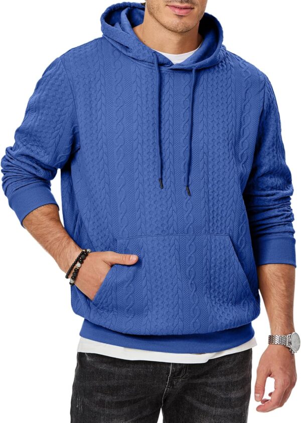 Mens Hoodie Pullover 2024 Sweatshirts Graphic Hoodie Long Sleeve Drawstring Fashion Hooded Shirt with Pocket - Image 2